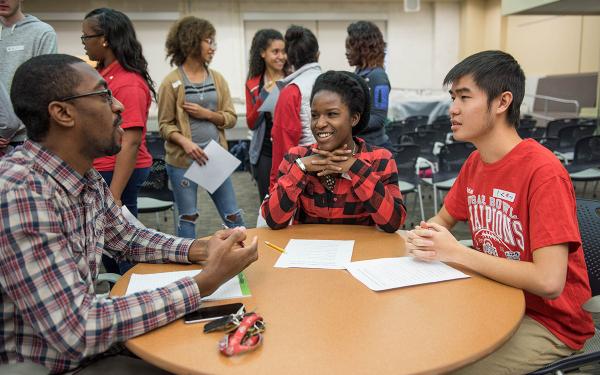 Students working in a classroom