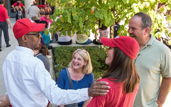 President Drake meets alumni parents