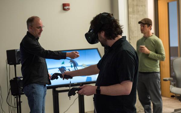 Student participating in Virtual Reality experiments