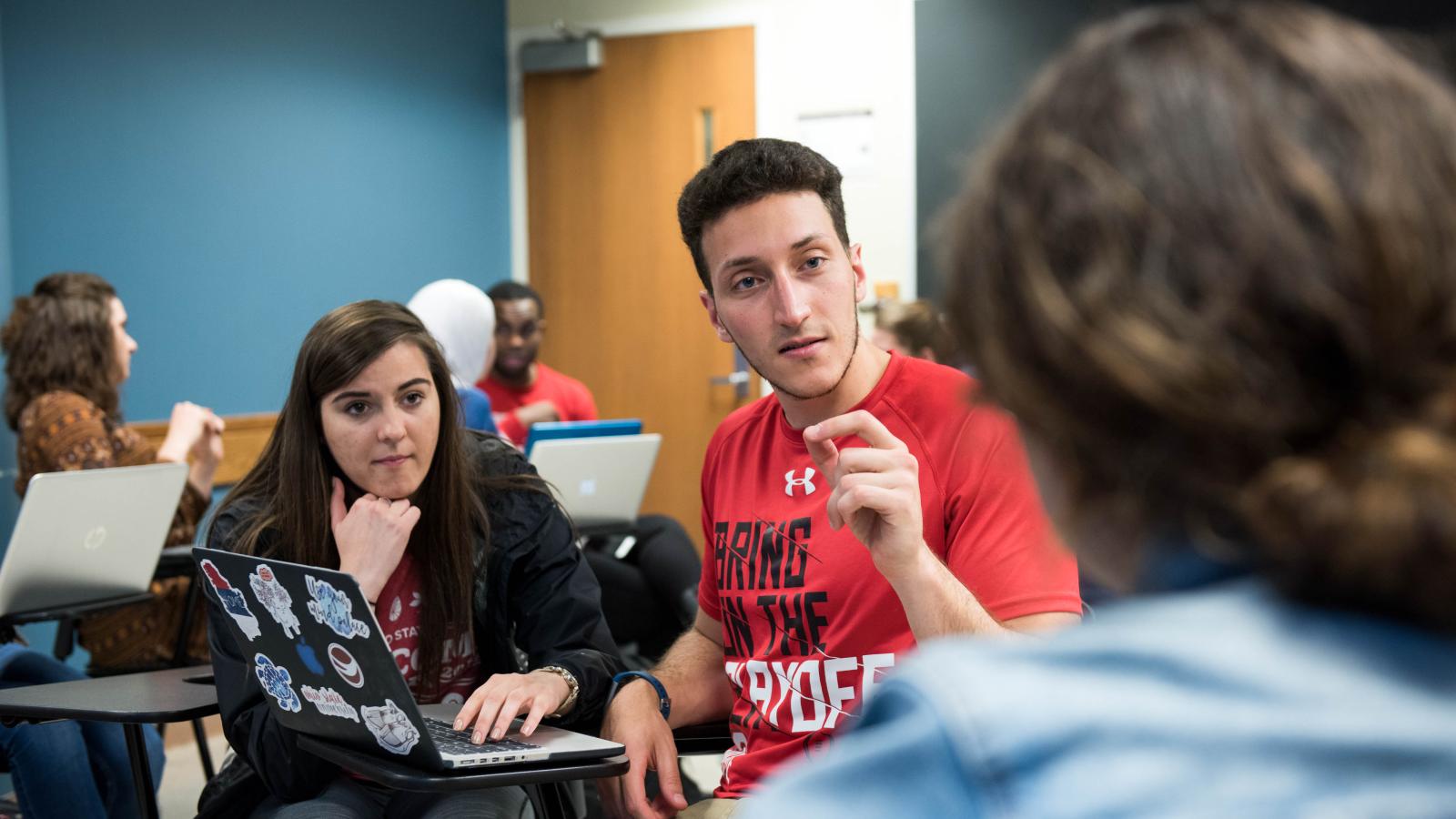 Students work on a group project