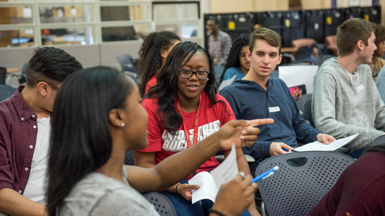 Students work on a group project