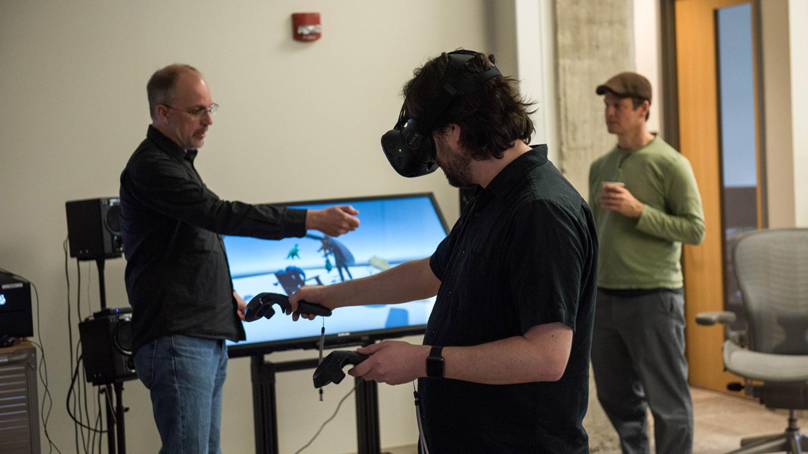 Student participating in Virtual Reality experiments