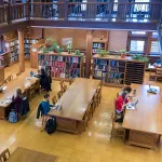 Students studying in library